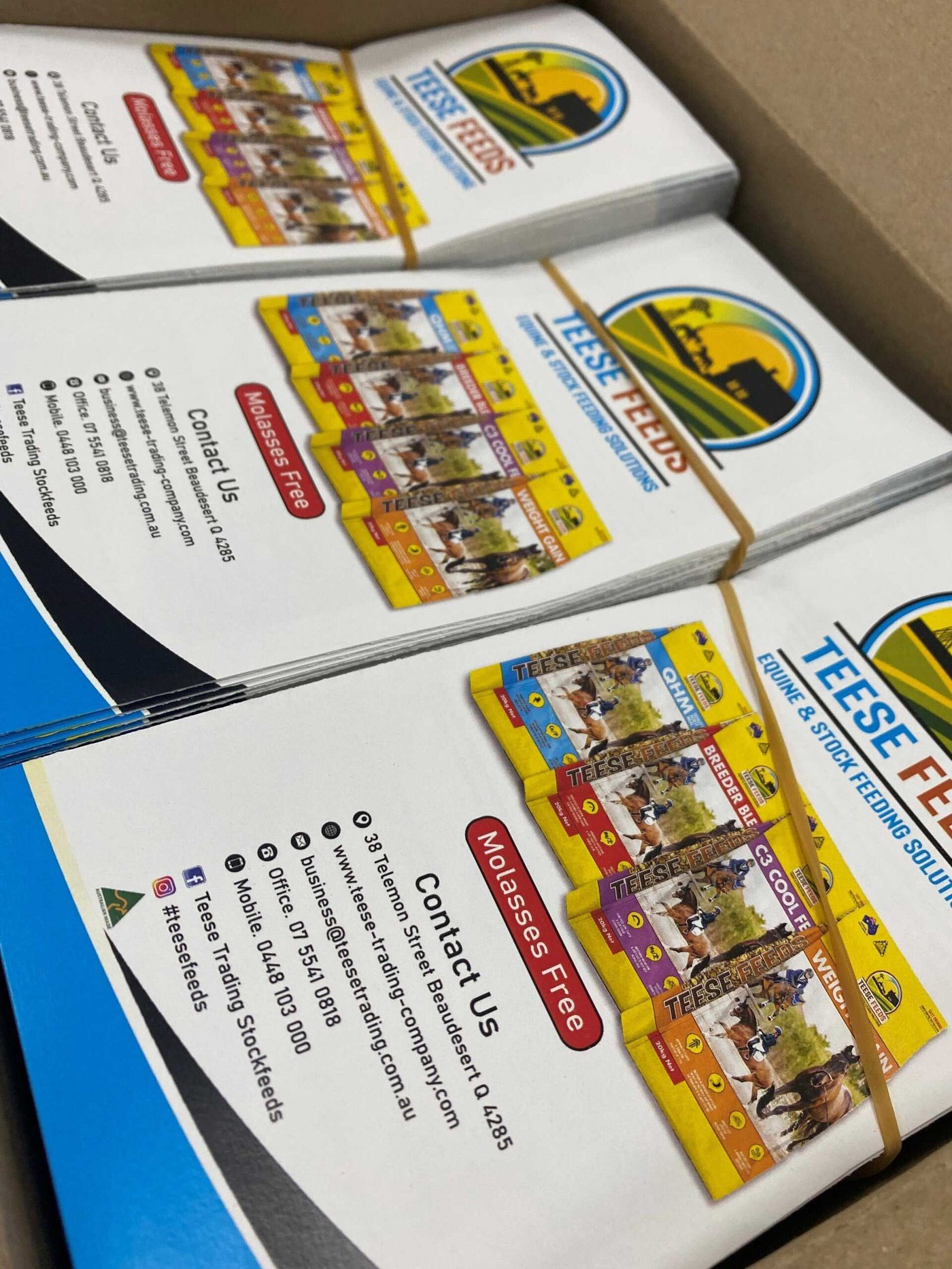 Printed booklets and brochures produced for Teese Feeds
